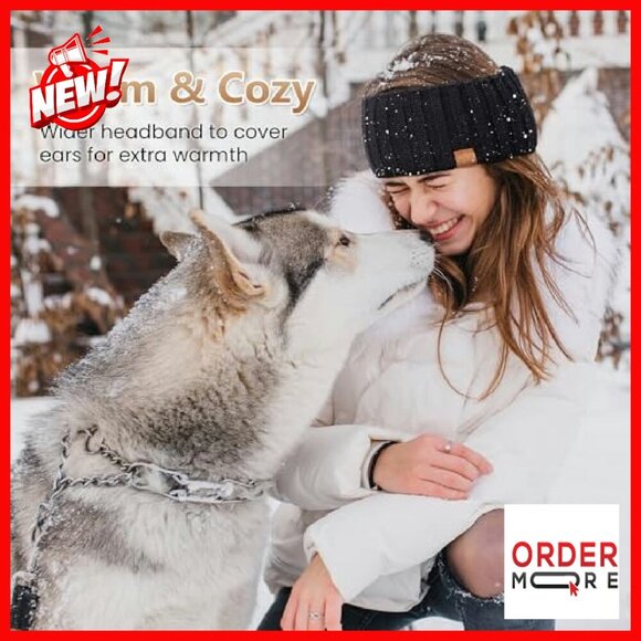 Wool Knit Fleece Lined Winter Headband Ear Warmers 3 Pack main image 7